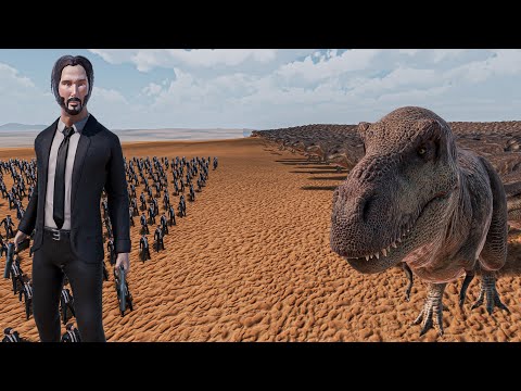 500 JOHN WICK vs 100.000 T-REX - Ultimate Epic Battle Simulator UEBS 2