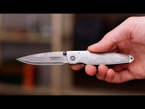 Mcusta Shinra Tsuchi San Mai Damascus Liner Lock Folding Knife For