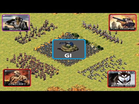 Gi's surrounded by 4 types of enemies - Red Alert 2