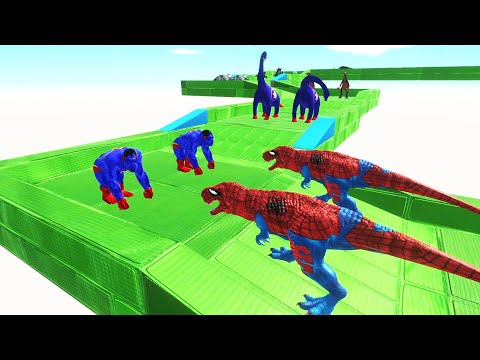 2x SPIDERMAN T REX DEATH CLIMB   Animal Revolt Battle Simulator - ARBS