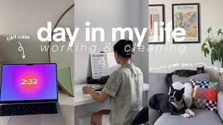 a simple day in my life working + cleaning (relaxing clean with me)