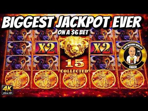 MY BIGGEST JACKPOT EVER - All 15 Heads on Buffalo Gold Slot Machine 