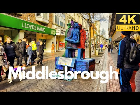 Saturday Walk in Middlesbrough - England. 4K