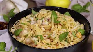 Spicy Linguine and Bay Scallops Recipe with Lemon Basil