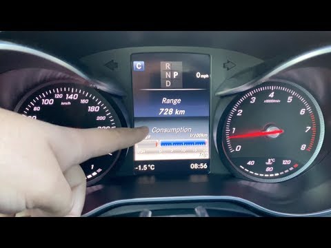 Part of a video titled Mercedes Benz C-Class Instrument Cluster Review - YouTube