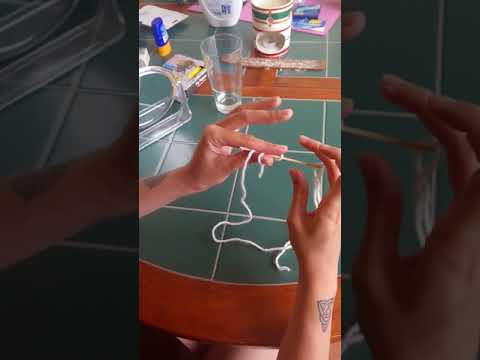 Caz doing the Oslo stitch - naalbinding