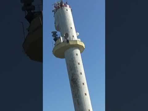 The New Lighthouse at Sulina and the Danube flowing into the Black Sea (Romania)