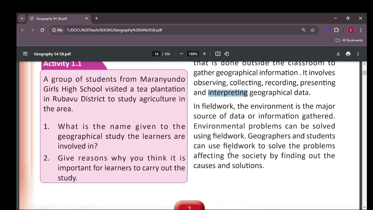 UNIT 1 S4 GEO  Fieldwork Techniques part1