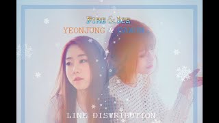 WJSN Dawon & Yeonjung - FIRE & ICE Line Distribution (Color Coded Bars)