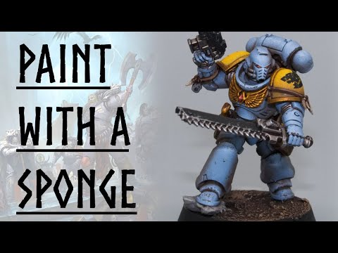 PAINT SPACE WOLVES WITH A SPONGE FOR WARHAMMER 40K I ARMY PAINTING I SPACE MARINES