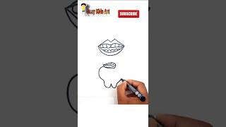 🪥 Toothpaste, Toothbrush & Teeth Drawing Tutorial #shorts #coloringforkids #kidsart #easykidsart