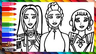 Desenha e Colora Rumi, Mira e Zoey de HUNTRIX de Guerreiras do K POP 👩‍🎤✨👹🗡️🌈 Desenhos para Crianças