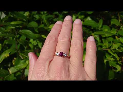 18ct gold ruby & diamond trilogy ring