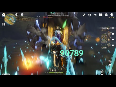 Lvl 90 C1 Xiao vs Primo Geovishap WL8 (90k Dmg with food buff)