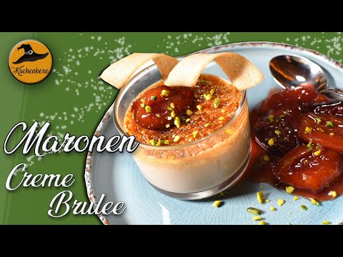 Festliches Dessert Maronen Creme brulee