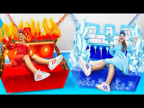 Hanging Secret Room! Hot vs. Cold Twin