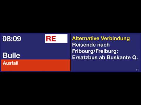 SBB TTS Ausfallmeldung » RE nach Bulle fällt wegen Bauarbeiten aus. Ersatzbus ab Kante Q
