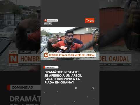 Dramático rescate: Se aferró a un árbol para sobrevivir a la riada en Guanay