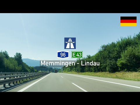 [4KHDR] Driving in Germany: Autobahn A96 E43 from Memmingen to Lindau