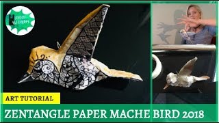 Zentangle // Paper mache bird ornament