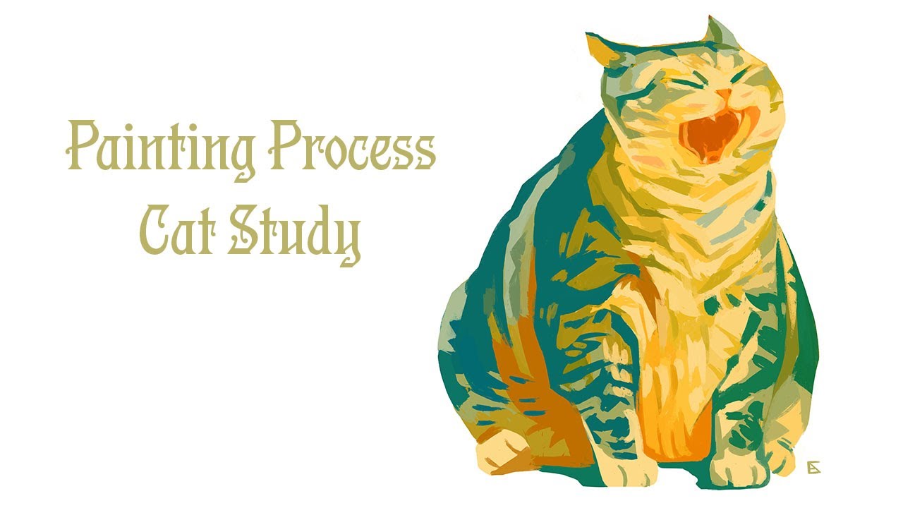 Digital painting process - Cat study