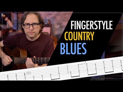 Country blues play fingerstyle on acoustic guitar -No jam track OR pick needed for this lesson-EP428