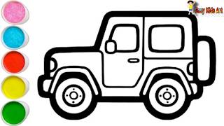 🚙 Easy Jeep Drawing and Coloring for Kids | Learn to Draw a Car Step by Step