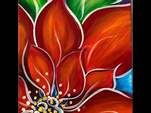 Easy Acrylic Poinsettia Sip and Paint Tutorial From Roxie Allen Arts