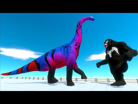 SPIDERMAN BRACHIOSAURUS vs VENOM GORO DEATH RUN - Animal Revolt Battle Simulator