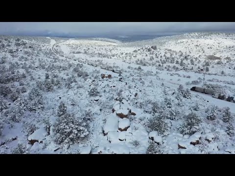 01-26-2021 Kingman, AZ - Snowy I40 Traffic Not Moving Drone