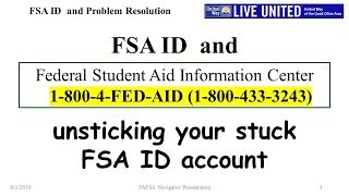 FSA ID and Problem Resolution