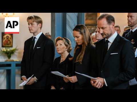 Norwegian royals join church service remembering late King Harald V