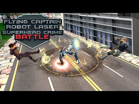 Flying Captain Robot Laser Superhero Crime Battle