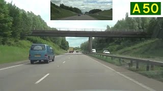 preview picture of video 'A50 - Uttoxeter to Sudbury - Front View with Rearview Mirror'