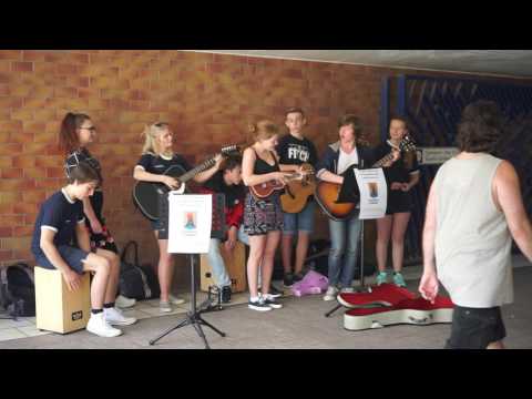 Sweden, Huddinge, street musicians hired by the government