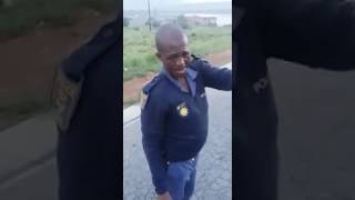 Drunk police officer in uniform