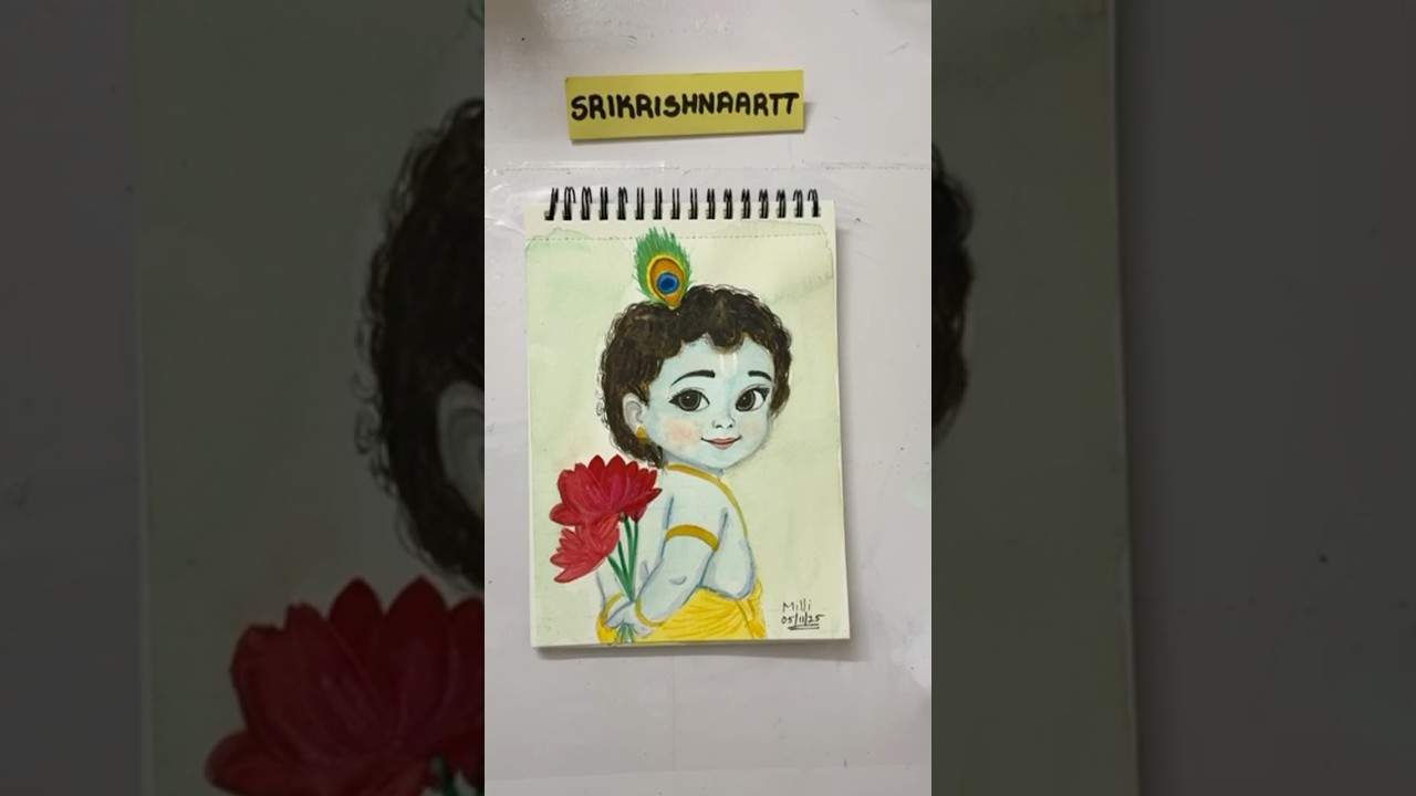 Krishna Watercolor Painting #srikrishnaartt #sketching #watercolors #art #artclass #painting #love
