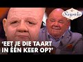 Pieter Cobelens kijkt verlekkerd naar grote taart: 'Eet je 'm in één keer op?' | DE ORANJEWINTER