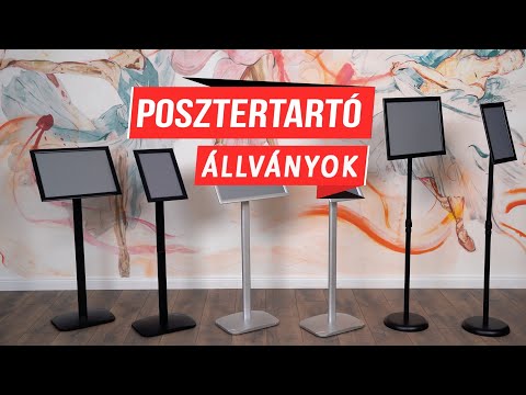 OfficeCity A3 posztertartó állvány, plakát tartó információs állvány álló fekete színben, alumínium kerettel (25MM-FL-PS01-A3) - Videó