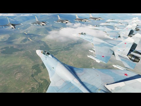 5 US F-16 Vs 5 Russian Su-27 - DCS World