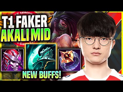FAKER TRIES NEW AKALI BUFFS! - T1 Faker Plays Akali Mid vs Katarina! | Season 11