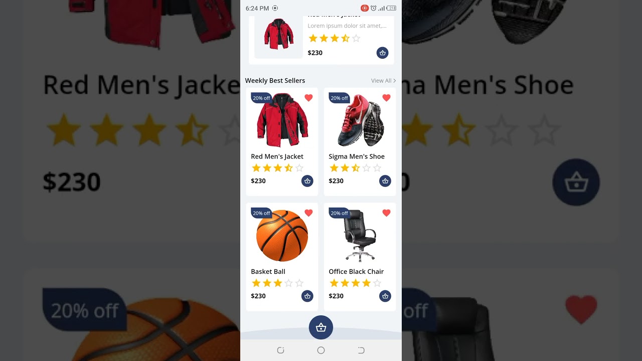 E-Mart Flutter E-commerce app template design