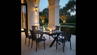 KETTLER BasicPlus Pro Garten-Essgruppe, anthrazit, Alu/Textilene/Spraystone, Tisch 180/280 x 100 cm, 6 Stapelsessel