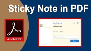 How to add Sticky note or comments to pdf document in Adobe Acrobat Pro