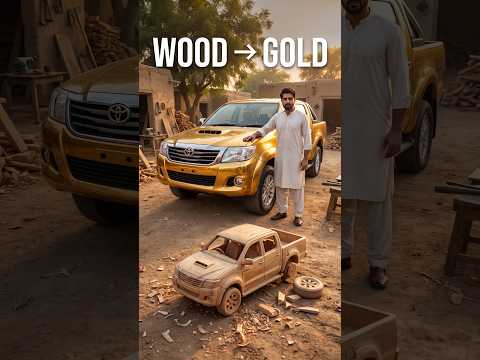 He Built a Toyota Hilux 4x4 From Wood Then Turned It GOLD! 😱 #woodworking #diy #millionviews #viral