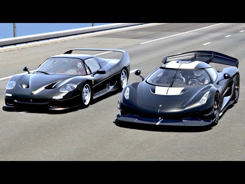 Koenigsegg Jesko with Jet Engine vs Ferrari F50 with Jet Engine - Drag Race 20 KM