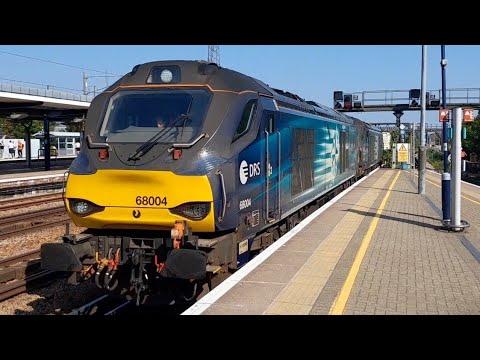 DRS 6M95 Dungeness Nuclear Flask With 68004 & 68017 Passing Through Ashford Station 9/6/23