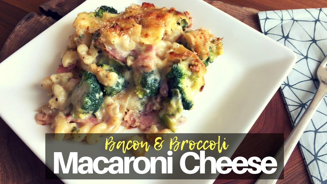 베이컨 브로콜리 마카로니 치즈. Bacon, broccoli macaroni cheese