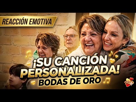 Reacción emotiva a una canción personalizada de bodas de oro