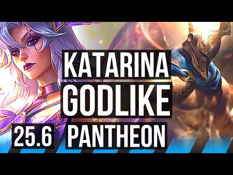 KATARINA vs PANTHEON (MID) | 14/2/4, 1300+ games, Godlike | KR Grandmaster | 25.6